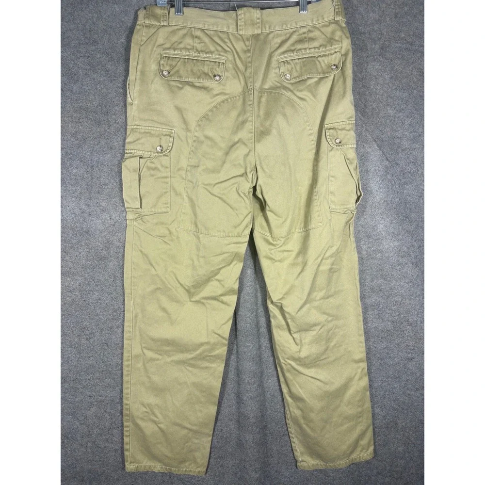 Willis & Geiger Outfitters Mens 36x34 Khaki Cotton Pleated Cargo Pants Safari